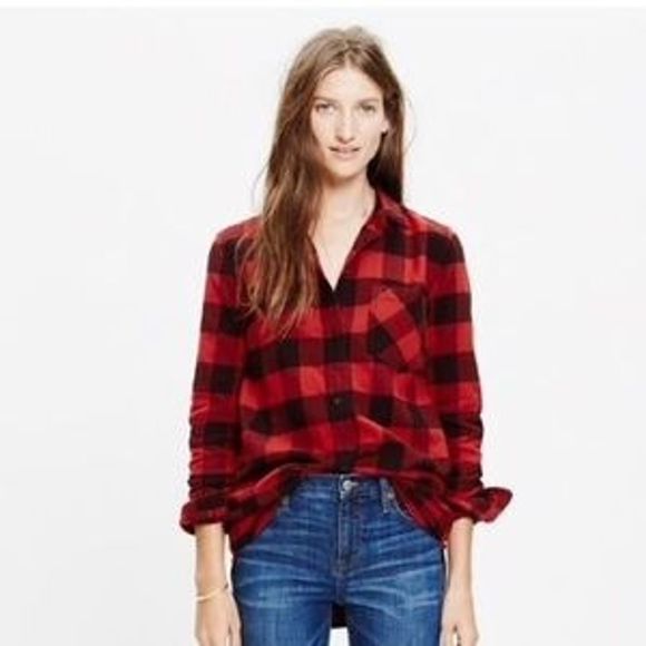 Madewell Tops - Madewell Ex Boyfriend Buffalo Plaid Flannel Large